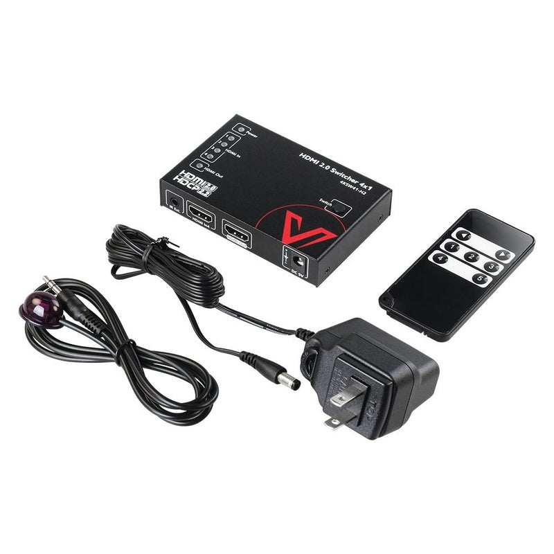 v AV Access AV Access HDMI 2.0 Switch 4 in 1 Out UHD 4K@60Hz & 1080p@120Hz, HDR10 Dobly Vision and 3D, 18Gbps Zero Latency, HDCP 2.2, Plug & Play, IR Remote/Plug-in/Button Switch, Digital DTS-HD TrueHD Audio - Image 5